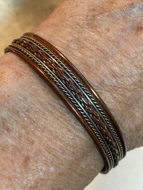 Magnetic Copper Tone Cuff Bracelet | Adjustable 7.5–8.5” | Wellness Style